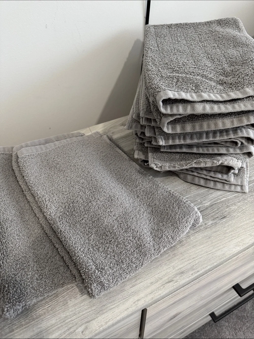Soft/Plush Gray Cotton Hand Towels - Stack of 12